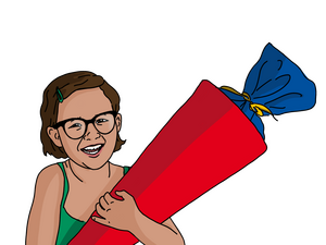 Illustration; Kind mit Schultüte in der Hand